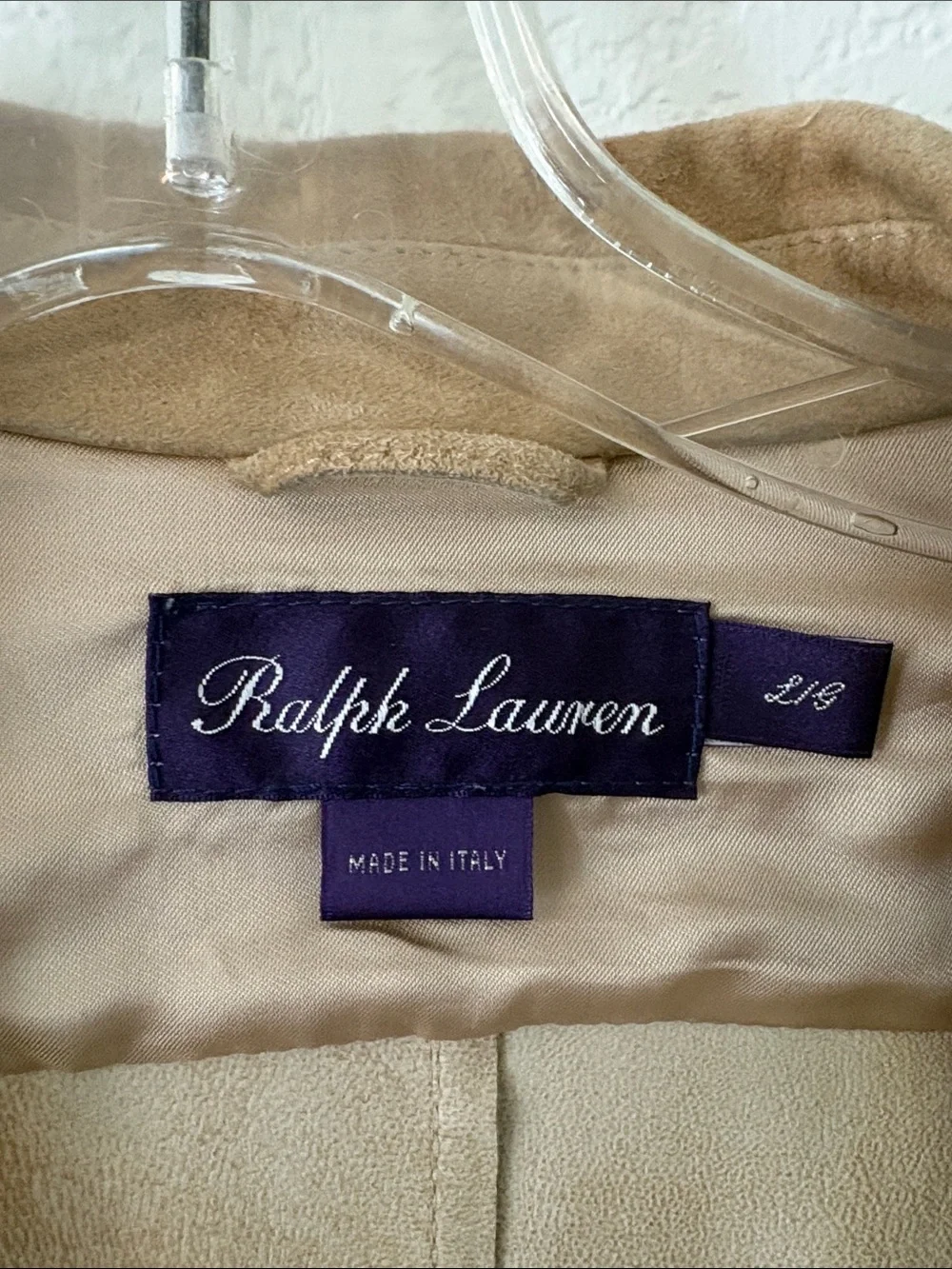 Vintage  Ralph Lauren Purple Label made in Italy    Light Brown Suede Button